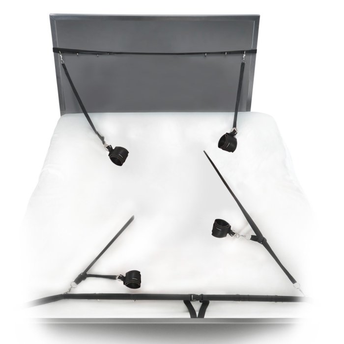 Sistem imobilizare pentru pat, Fetish Fantasy Series, Ultimate Bed Restraint System, 4 catuse, curele, nailon, negre, marime universala - accesorii incluse