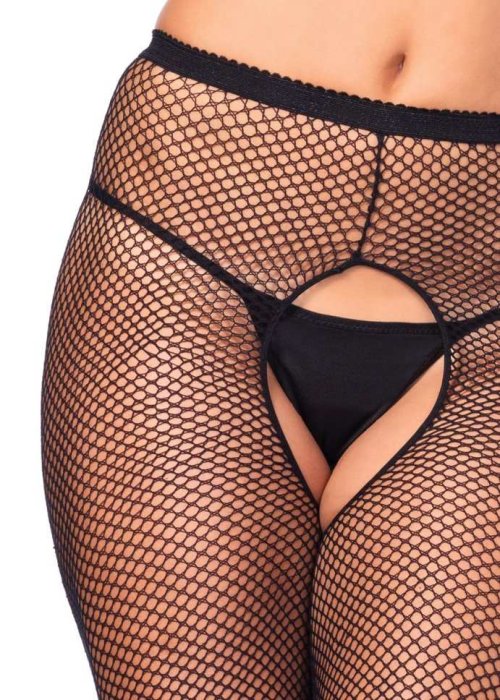 Ciorapi Plasa cu Decupaje Fishnet Crotchless Pantyhose Leg Avenue - Negru