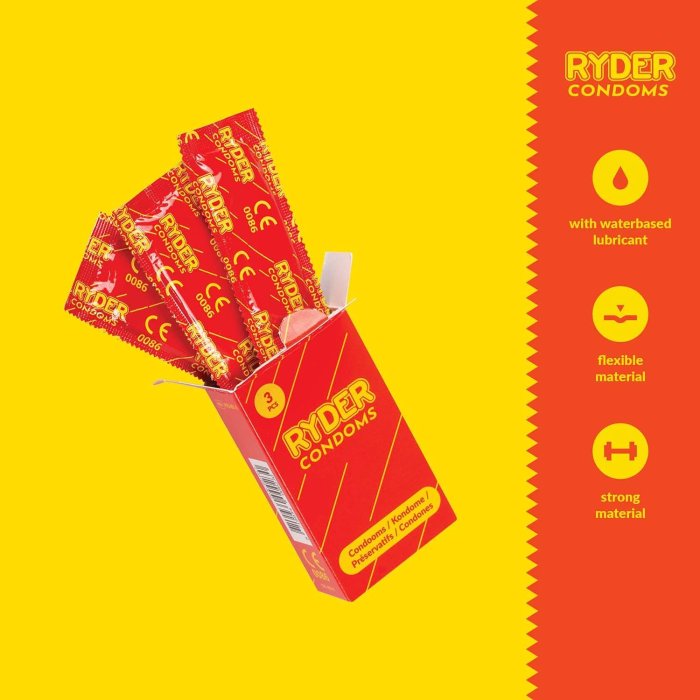 Prezervative Ryder, 3 buc - dimensiuni complete