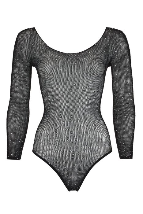 Body NO:XQSE Crotchless, Negru, cu pietre stralucitoare, S-L# - dimensiuni complete
