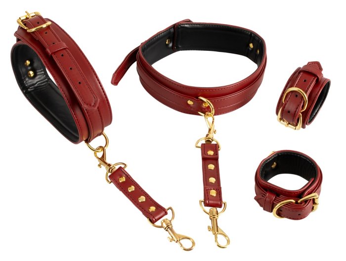 Set Catuse Bad Kitty Rosu - culoare si material
