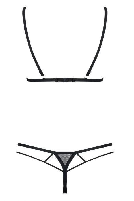 Set lenjerie Obsessive, chiloti si sutien, semitransparent, negru, 34-38 (S-M)# - dimensiuni complete