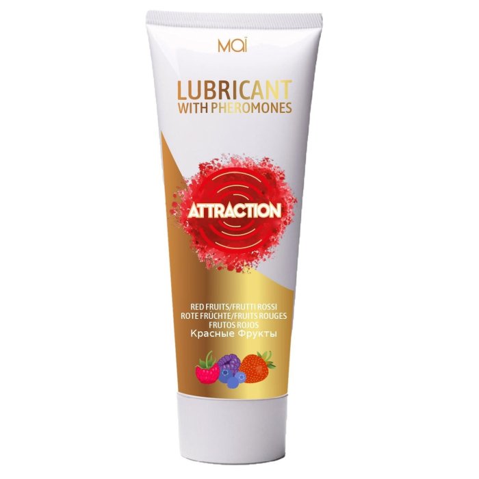 Lubrifiant, Attraction, cu feromoni, Red Fruit, aroma fructe de padure, vegan, 75 ml - vedere frontala