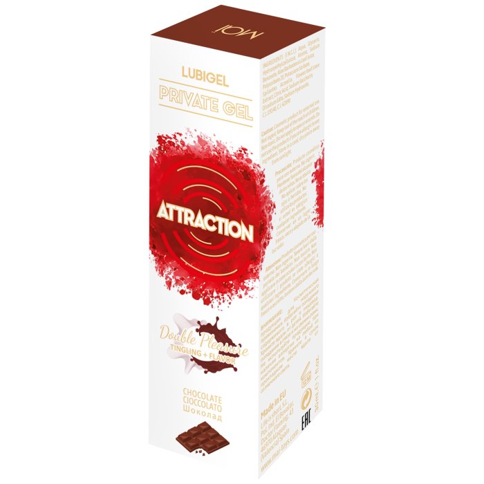 Lubrifiant, Attraction, Lubigel, Tingling si Aroma Ciocolata, vegan, 30 ml - vedere laterala