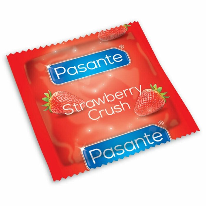 Prezervative, Pasante, Strawberry Crush, cu aroma de capsuni, 144buc - detaliu design