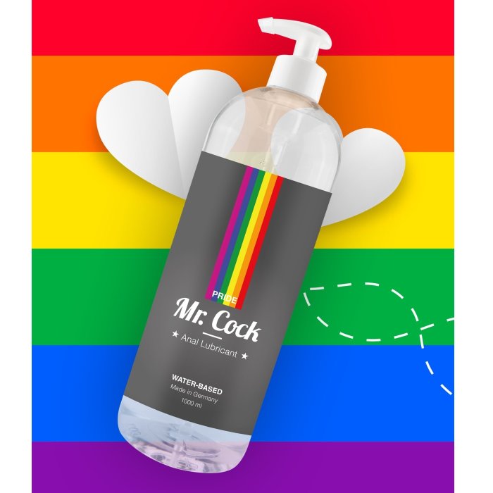 Lubrifiant anal, Mr.Cock, Pride, cu aloe vera, anti iritare, anti inflamator, 1000 ml - detaliu design