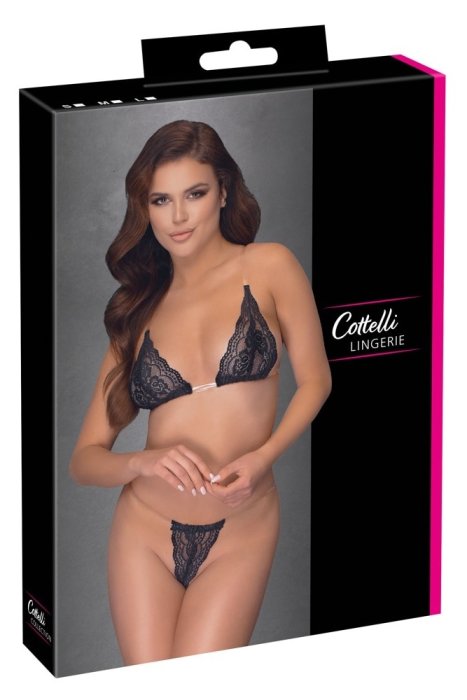 Set bikini si sutien Nero, Cottelli Collection, dantela neagra# - dimensiuni complete