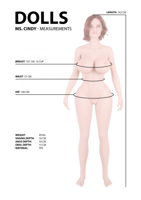 Papusa  Realistica 3D Pipedream "Cindy" 163 cm##