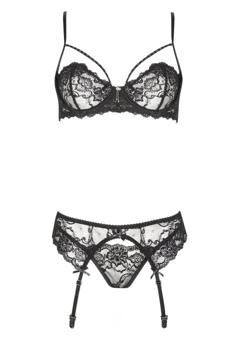 Set lenjerie Intima dantela neagra, Beauty Night, Belinda# - vedere laterala