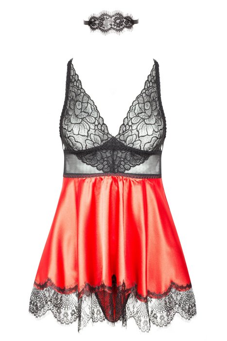 Set Camasuta de Noapte Babydoll Beauty Night EVE - Rosu - vedere laterala