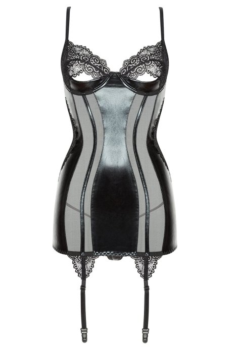 Set Babydoll Portjartier si Chilot Marilyn Beauty Night - Negru - culoare si material