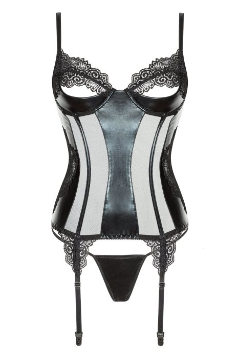 Set Corset si Portjartier, Beauty Night, Marilyn, negru cu decupaje si dantela# - detaliu finisaj