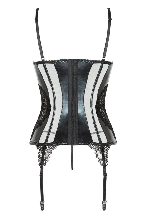 Set Corset si Portjartier, Beauty Night, Marilyn, negru cu decupaje si dantela# - accesorii incluse