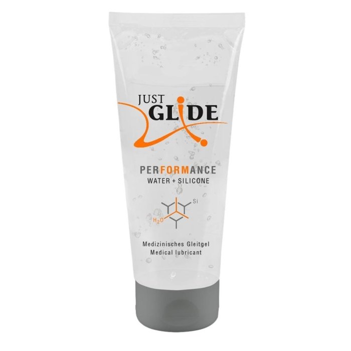 Lubrifiant Vegan, Just Glide, Performance, pe baza de apa si silicon, 200ml - vedere frontala