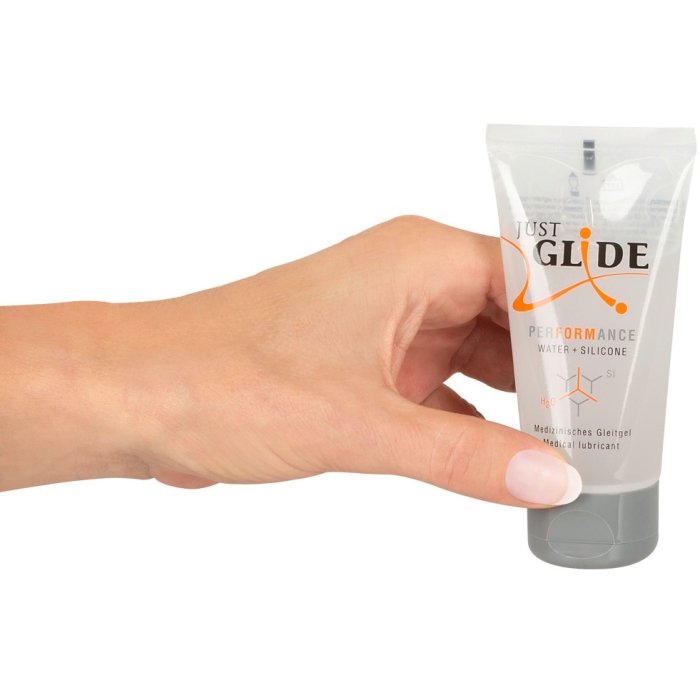 Lubrifiant Vegan, Just Glide, Performance, pe baza de apa si silicon, 20ml - detaliu design