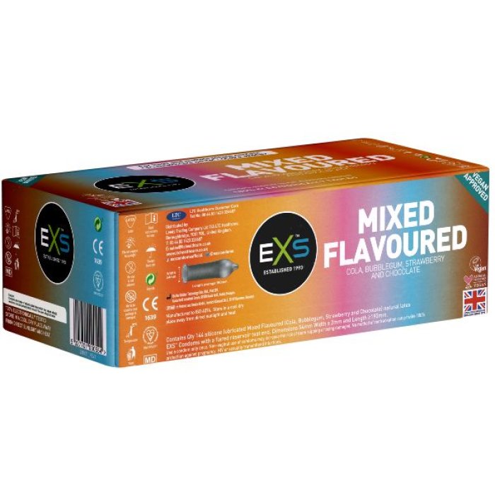 Prezervative cu Aroma Mix EXS, 144 buc. - detaliu finisaj