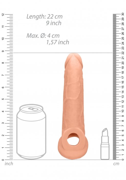 Prelungitor Penis Realistic TPR, Realrock, 22 cm x 4 cm - accesorii incluse