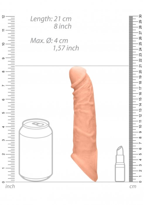 Prelungitor Penis Realrock "Penis Extender With Rings" 23 cm - Natural - culoare si material