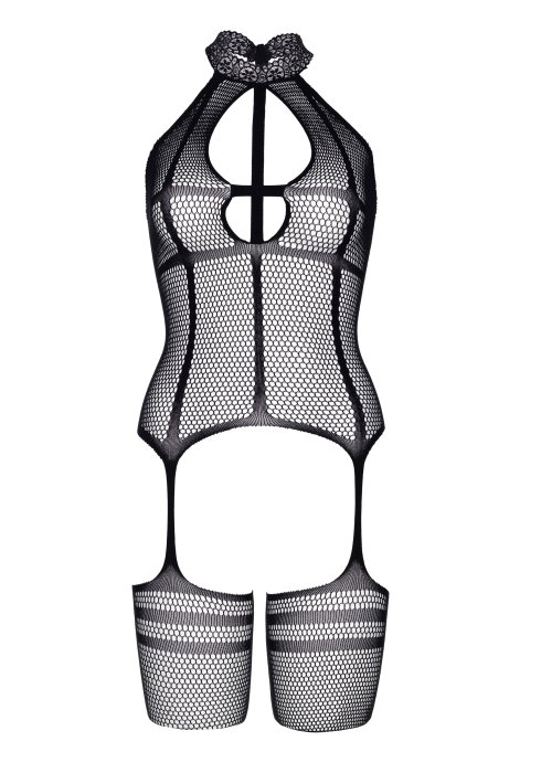 Suspender Bodystocking Decupat Leg Avenue S-L 40-46# - detaliu finisaj