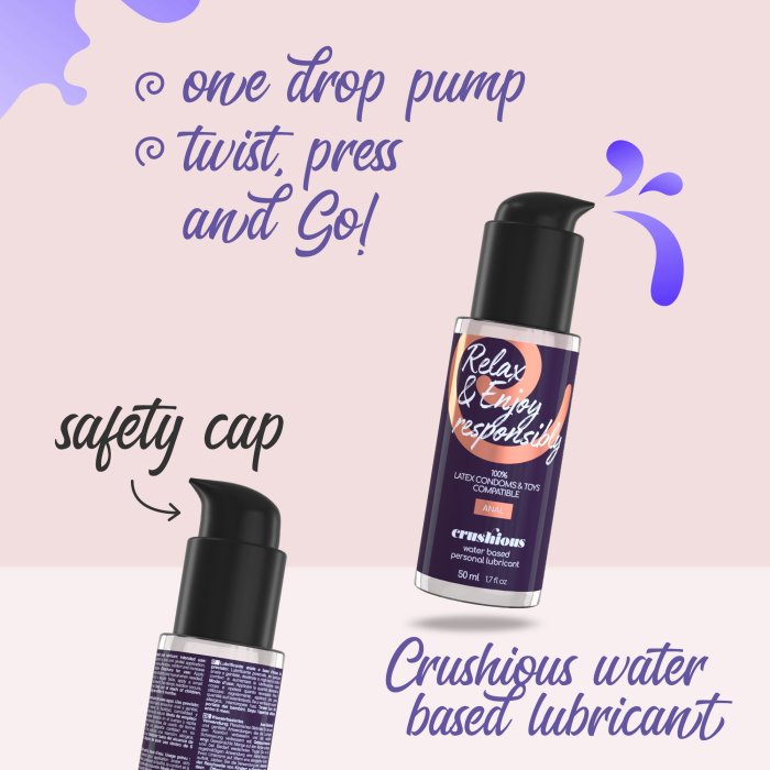 Lubrifiant Sex Anal pe baza de Apa 50 ml, Crushious - accesorii incluse