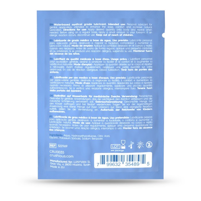 Lubrifiant intim pe baza de Apa 4 ml, Crushious - culoare si material