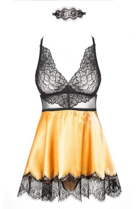 et Camasuta de Noapte Babydoll Beauty Night EVE - Galben - accesorii incluse