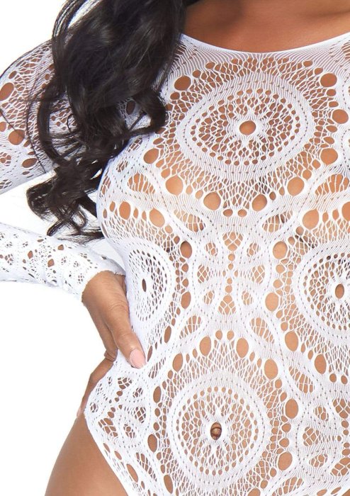 Body Dantela Leg Avenue - Alb