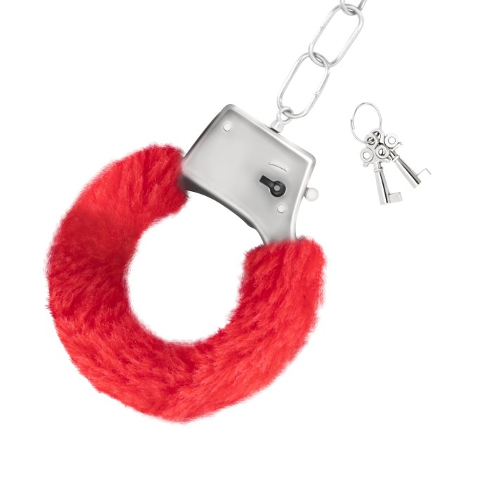 Catuse Metal reglabile cu plus Rosu, Love Cuffs - culoare si material