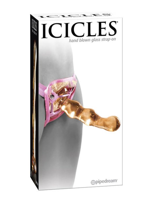 Strapon Icicles No.36 cu dildo sticla - vedere frontala