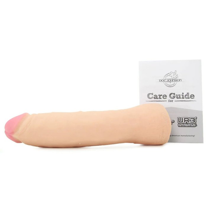 Dildo StrapOn Doc Johnson Vac-U-Lock 7" UR3 Thin Dong White - detaliu finisaj