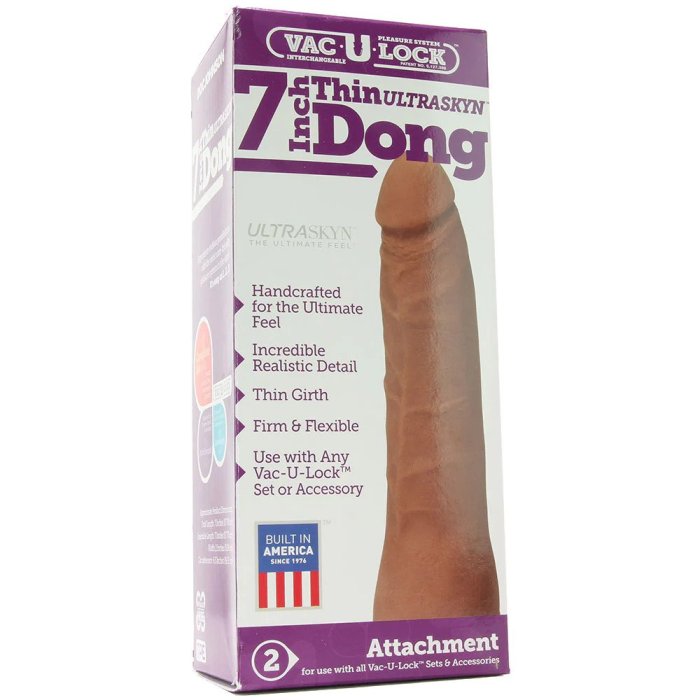 Dildo StrapOn Doc Johnson Vac-U-Lock 7" UR3 Thin Dong Mulatru#