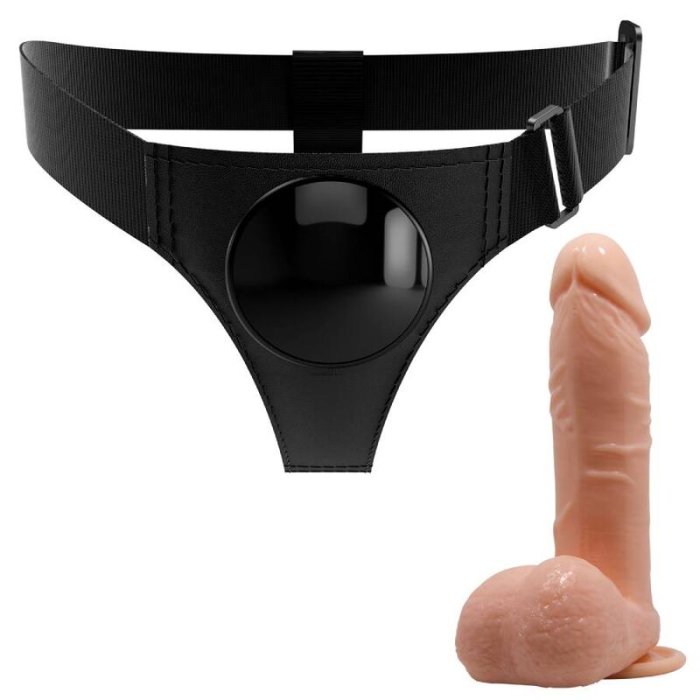 Strapon Femei Pretty Love »Harness Briefs Tom« 20 cm - Natural - culoare si material