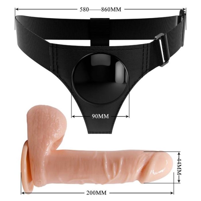 Strapon Femei Pretty Love »Harness Briefs Tom« 20 cm - Natural - vedere laterala