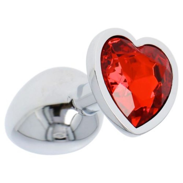 Butt Plug Anal Toyz4Lovers "Red Heart Jewel" 6 cm - Argintiu - vedere laterala