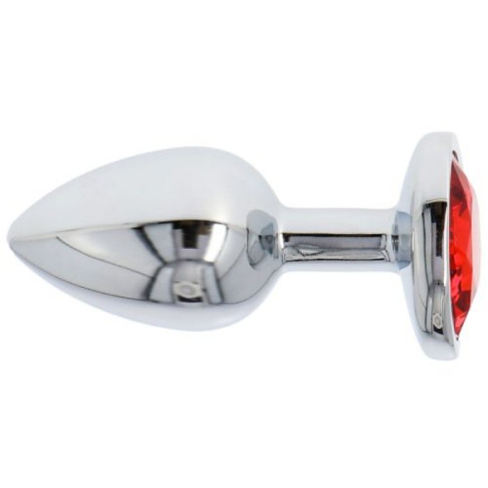 Butt Plug Anal Toyz4Lovers "Red Heart Jewel" 6 cm - Argintiu - detaliu finisaj
