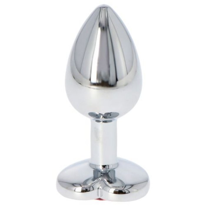 Butt Plug Anal Toyz4Lovers "Red Heart Jewel" 6 cm - Argintiu - accesorii incluse