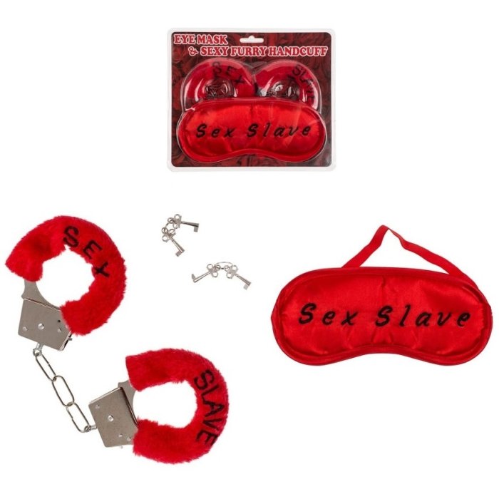 Set Catuse si Masca, Erotica, Sexy Furry, culoare rosu - detaliu design