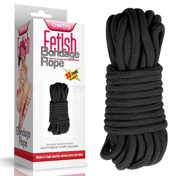 Sfoara Bondage Lovetoy "Fetish Bondage Rope" 10 Merti - Negru - vedere frontala