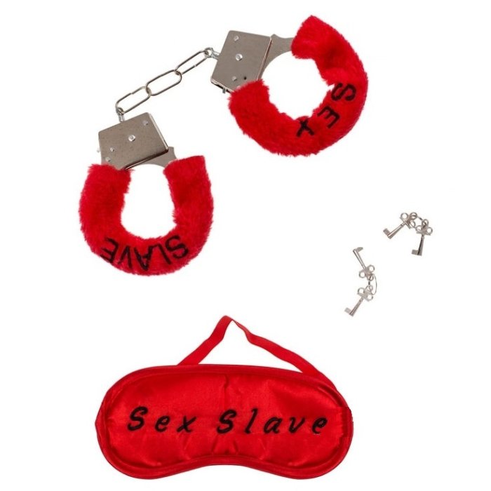 Set Catuse si Masca, Erotica, Sexy Furry, culoare rosu - vedere frontala