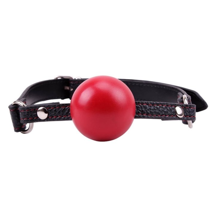 Calus Red Ball Gag, bila rosie de cauciuc, curea piele - culoare si material