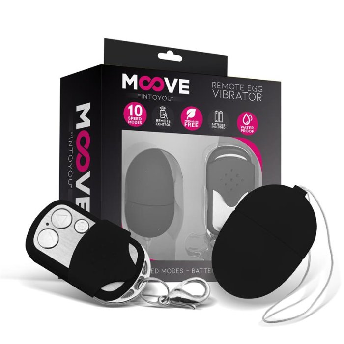Ou Vibrator Medium MOOVE »Remote Egg Vibrator« 6 cm - Negru