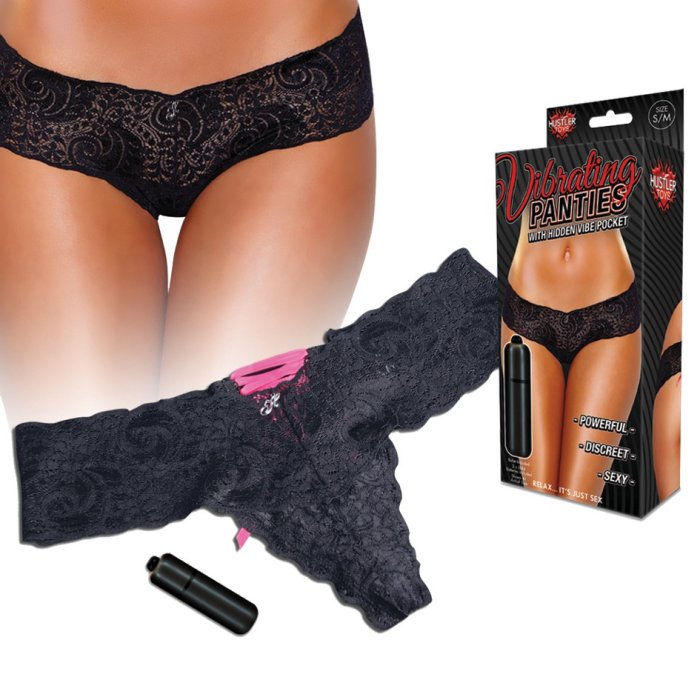 Chiloti cu Vibratii Hustler »Vibrating Panties« S/M - Negru - vedere frontala