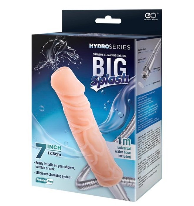 Irigator Excellent Power "Hydro Big Splash Penis" 18 cm - Natural##