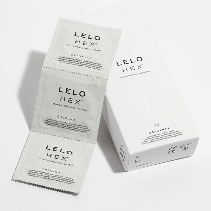 Prezervative LELO HEX Original,  12 Buc - detaliu ambalaj