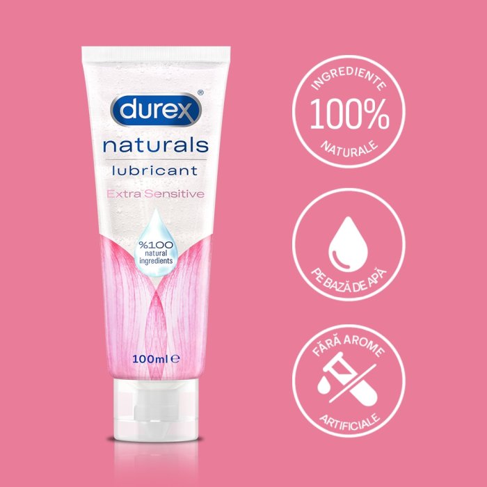 Lubrifiant Durex Naturals Extra Sensitive, 100 ml - vedere laterala