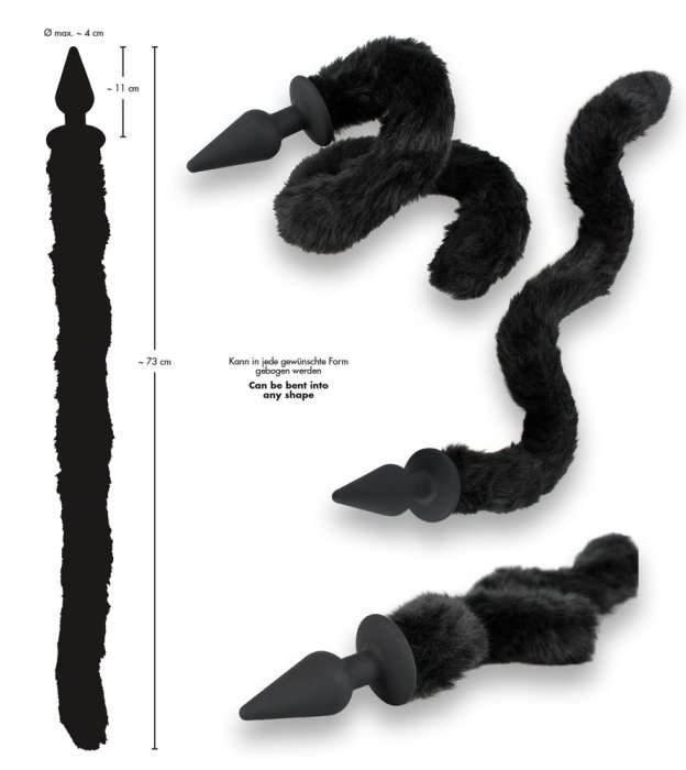 Butt Plug Anal Bad Kitty "Cat Tail" 11 cm - Negru##