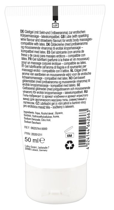 Lubrifiant Lick It Erotic Masaj Gel, Sparkling Wine & Strawberry, aroma Capsuni, 50ml - detaliu design
