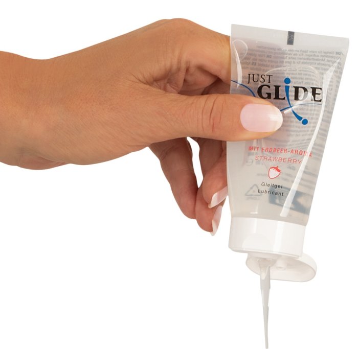 Lubrifiant Just Glide Capsuni 50 ml - detaliu design