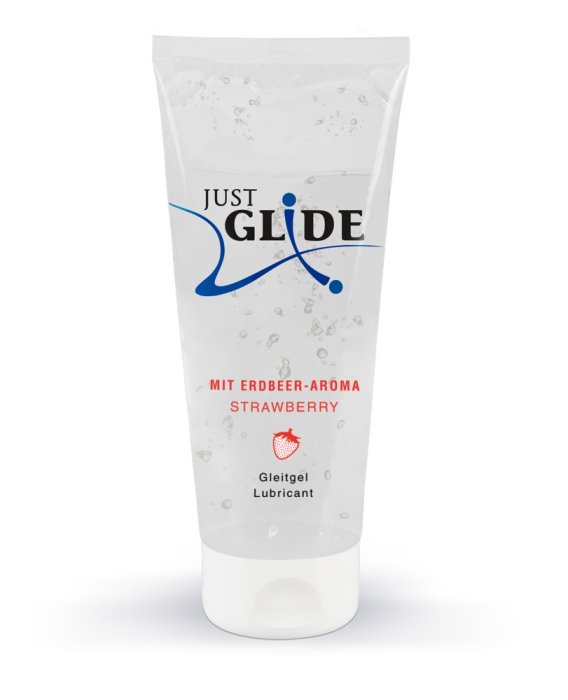 Lubrifiant Just Glide Capsuni 200 ml - vedere frontala