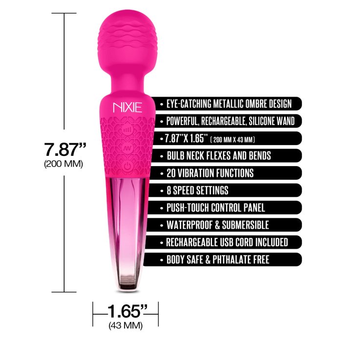 Aparat Masaj Nixie "Wand Ombre Metallic" 20 cm - Roz##